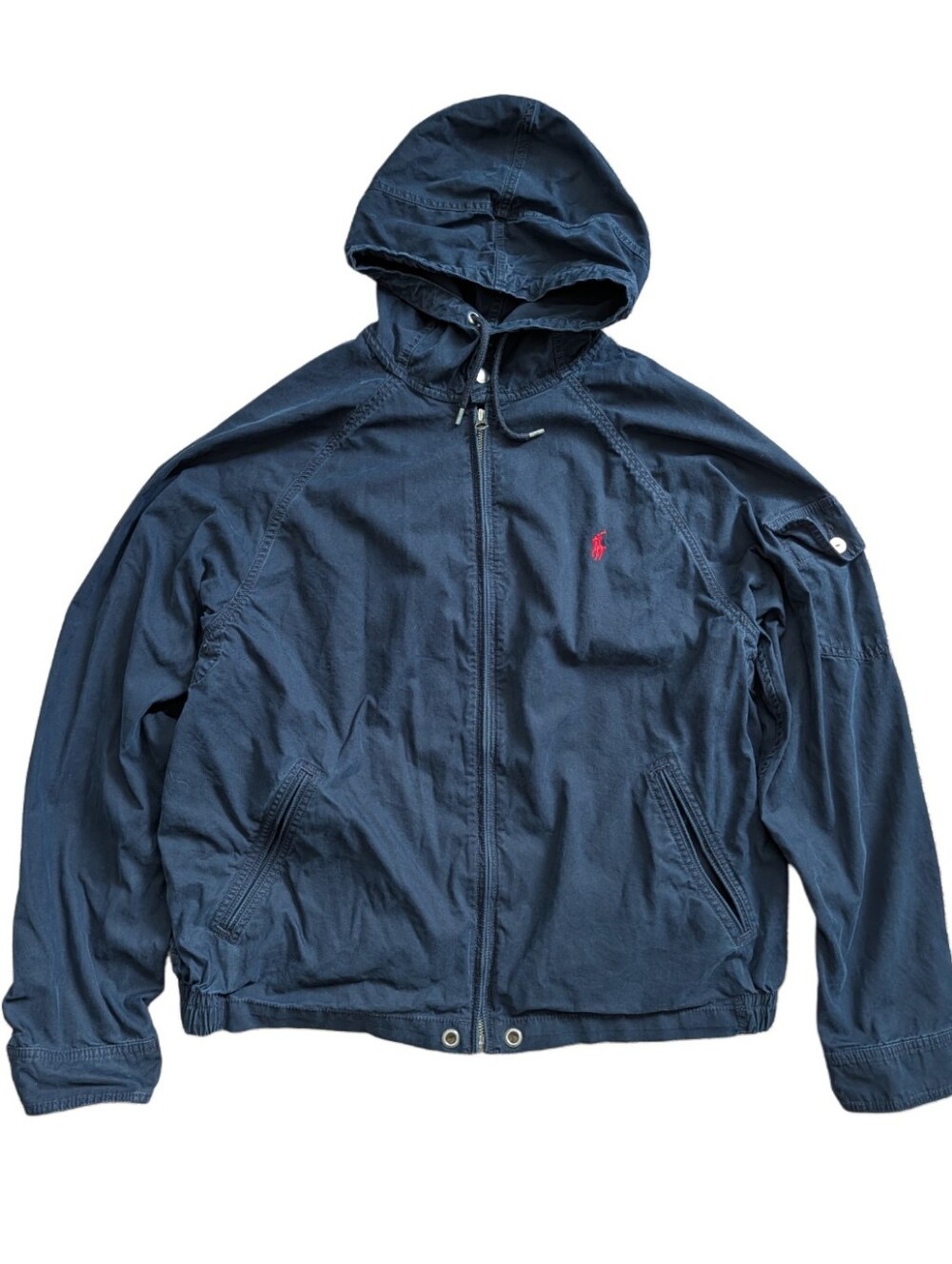 Polo Ralph Lauren Mens Aviator Navy Red Pony Full Zip Hooded Jacket Size Large